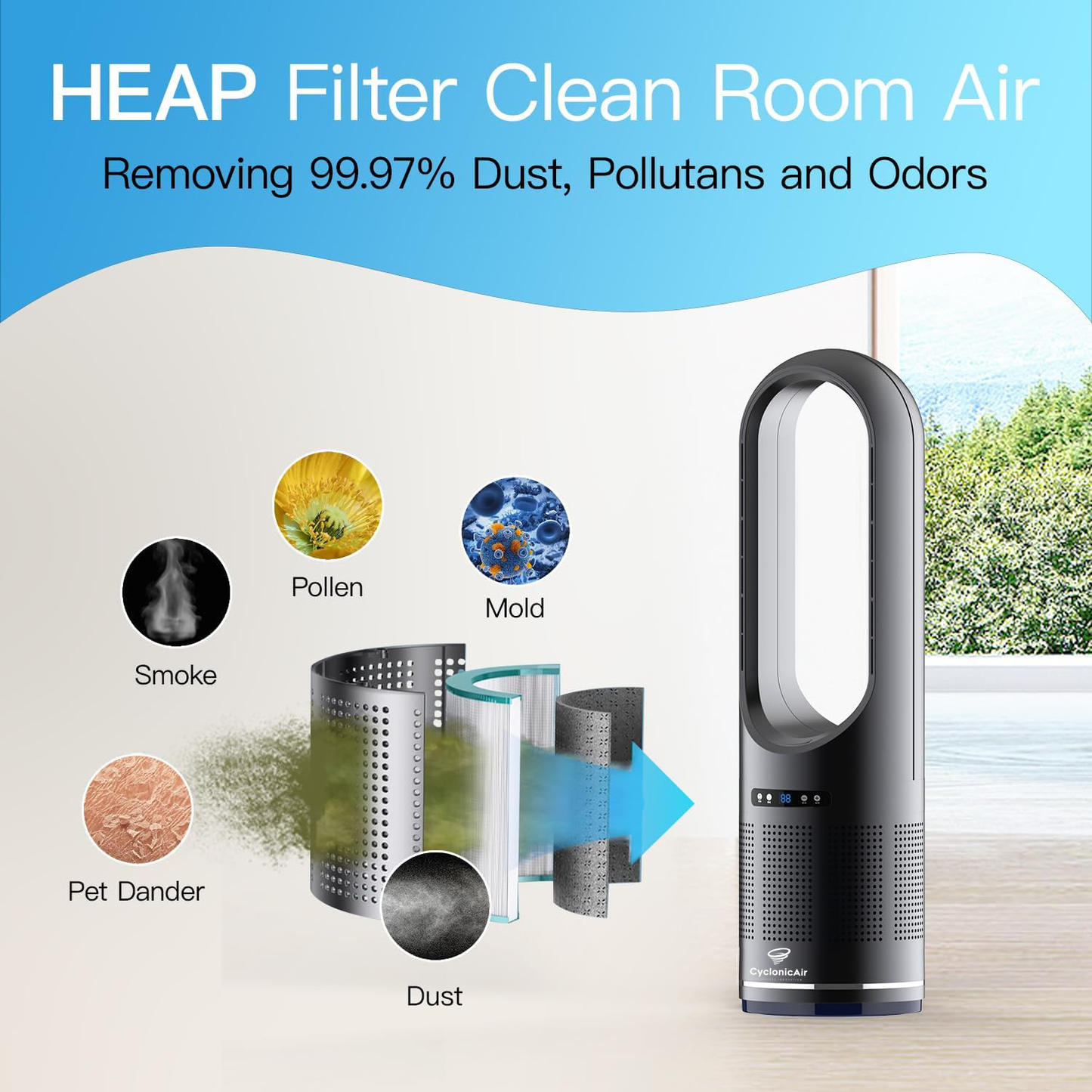 CyclonicAir Pro Pure Climate HEPA Bladeless Fan