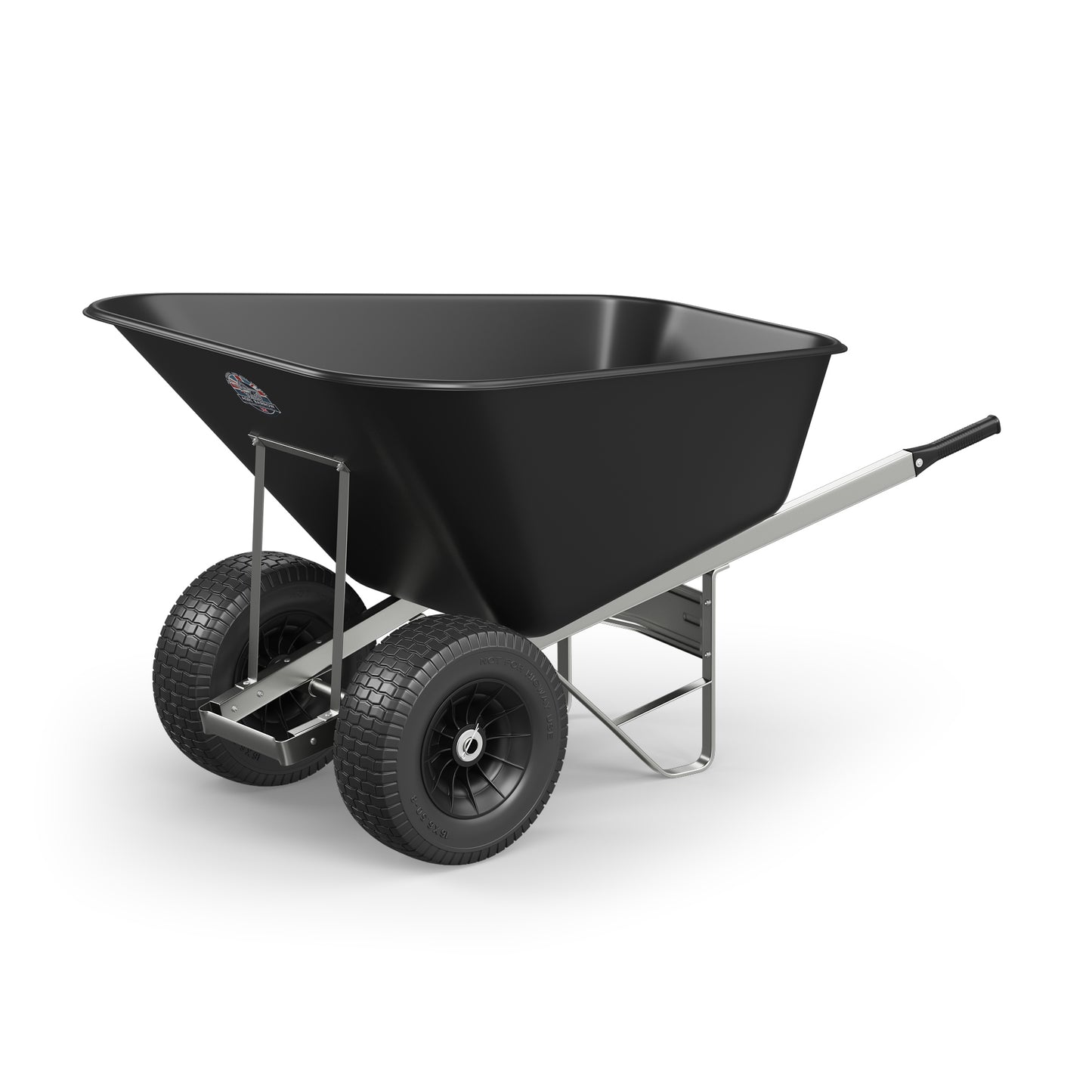 Agri Barrow Wheelbarrow Twin 200 Litre Plastic Tub Puncture Proof Fat Tyres