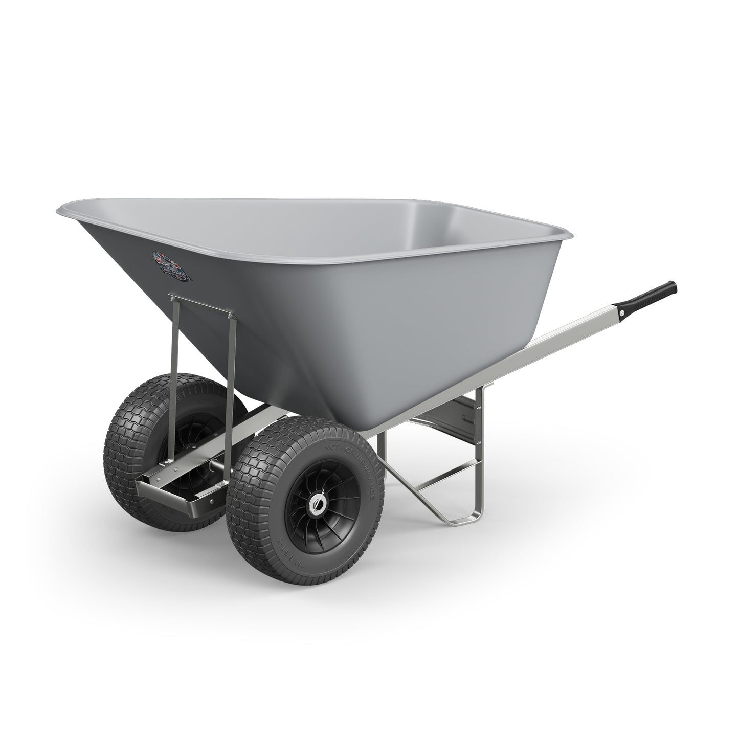 Agri Barrow Wheelbarrow Twin 200 Litre Plastic Tub Puncture Proof Fat Tyres