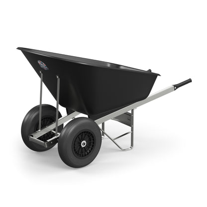 Agri Barrow Wheelbarrow Twin 160 Litre Plastic Tub Puncture Proof Tyre