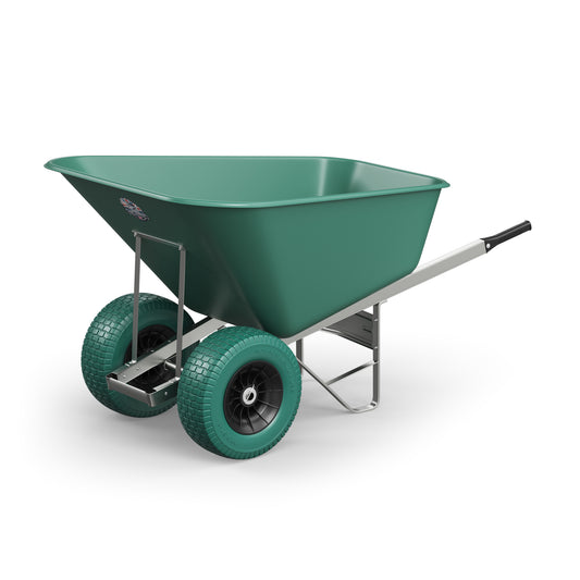 Agri Barrow Wheelbarrow Twin 200 Litre Plastic Tub Puncture Proof Fat Tyres