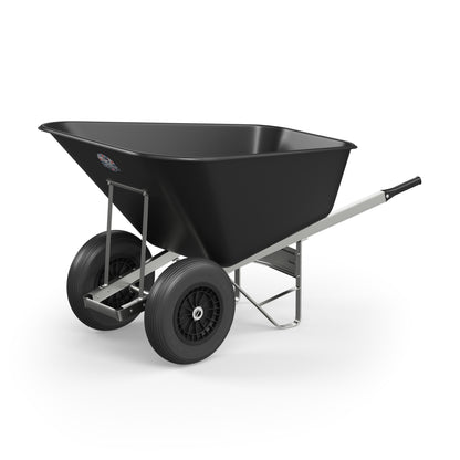 Agri Barrow Wheelbarrow Twin 200 Litre Plastic Tub Puncture Proof Tyres