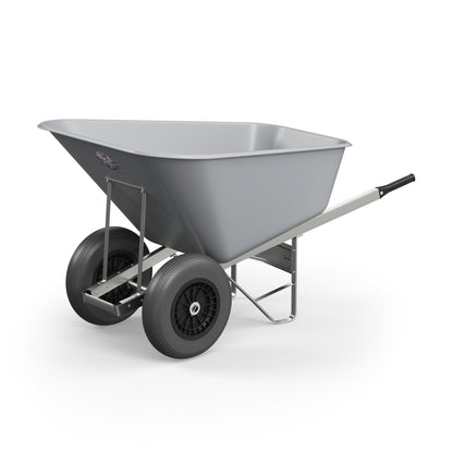 Agri Barrow Wheelbarrow Twin 200 Litre Plastic Tub Puncture Proof Tyres